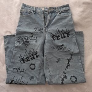 Stylish Blue Graphic Jeans